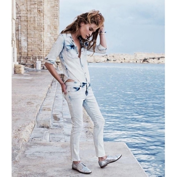 Madewell Light Storm Acid Wash Crop Skinny Jeans - Picture 4 of 14